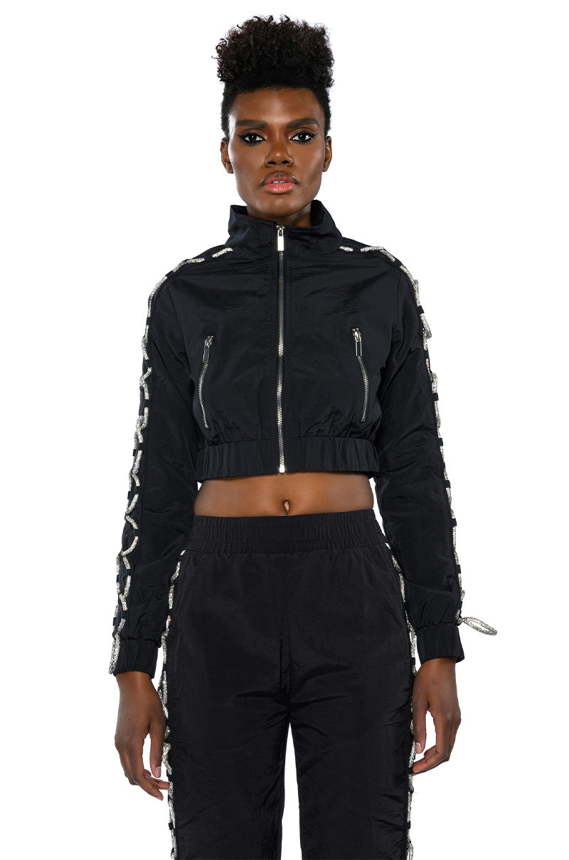 DIAMOND LACE UP TRACK JACKET