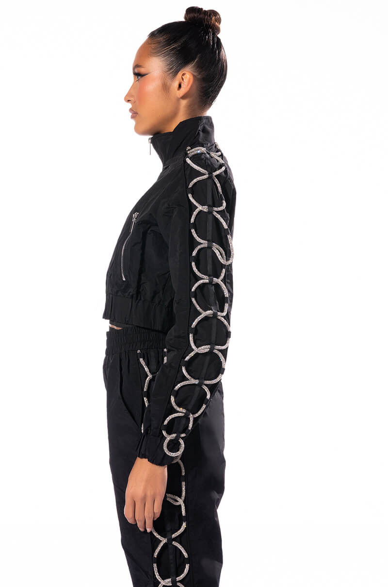 DIAMOND LACE UP TRACK JACKET