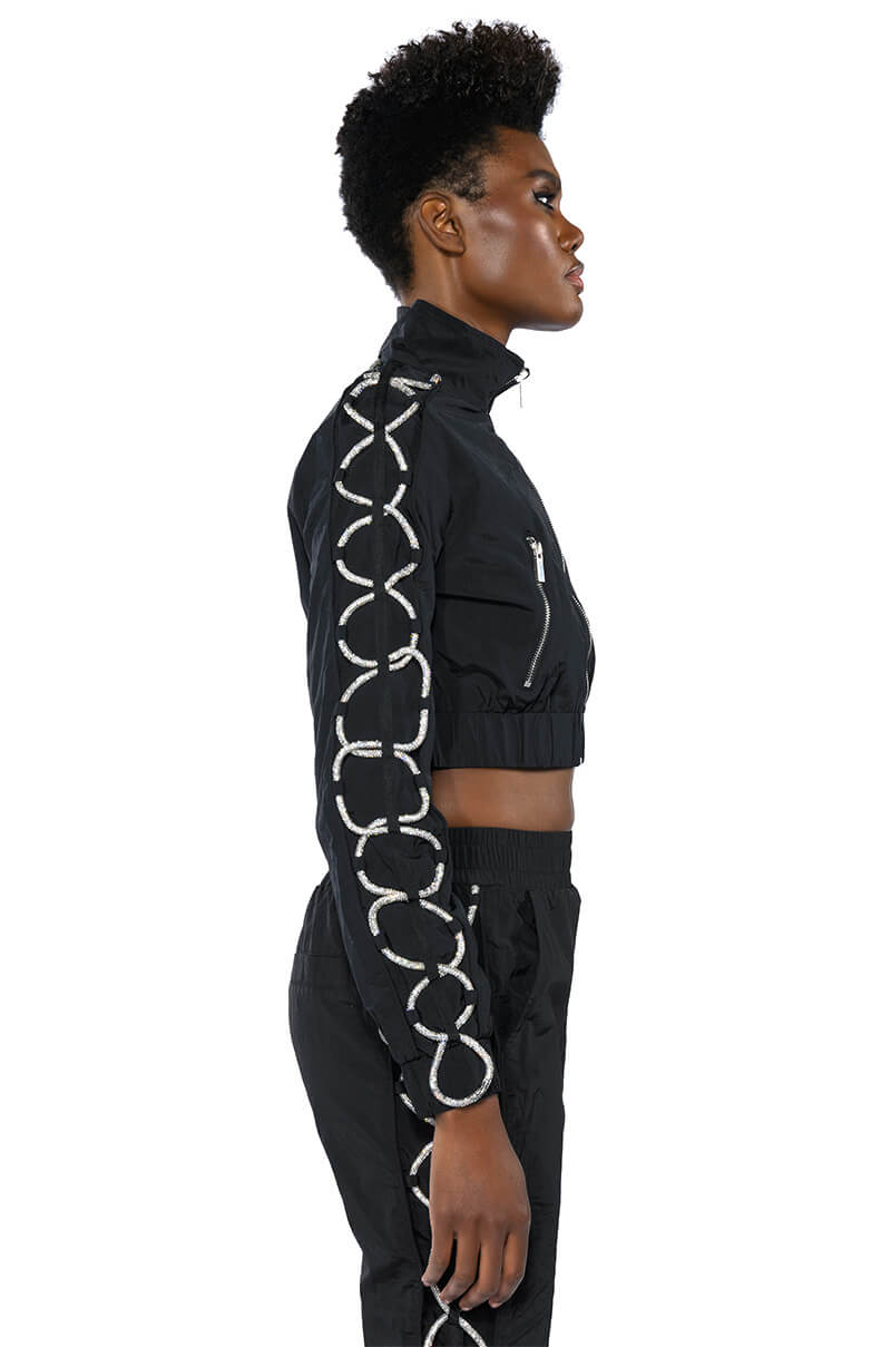 DIAMOND LACE UP TRACK JACKET