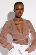 ELLA DEEP V LONG SLEEVE BODYSUIT WITH CUTOUTS