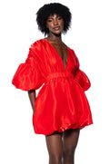 DIXIE BALLOON SLEEVE MINI DRESS IN RED