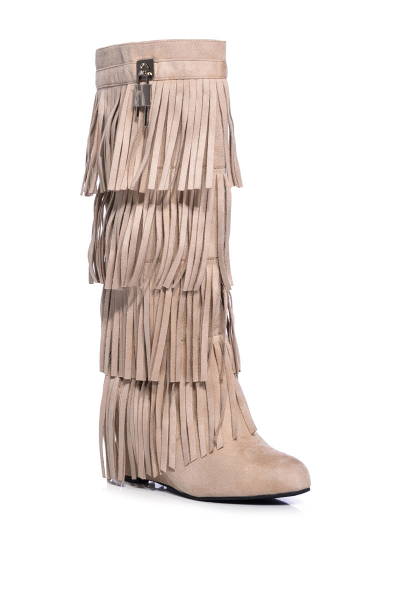 DIXIE FRINGE FOLD OVER BOOT IN KHAKI