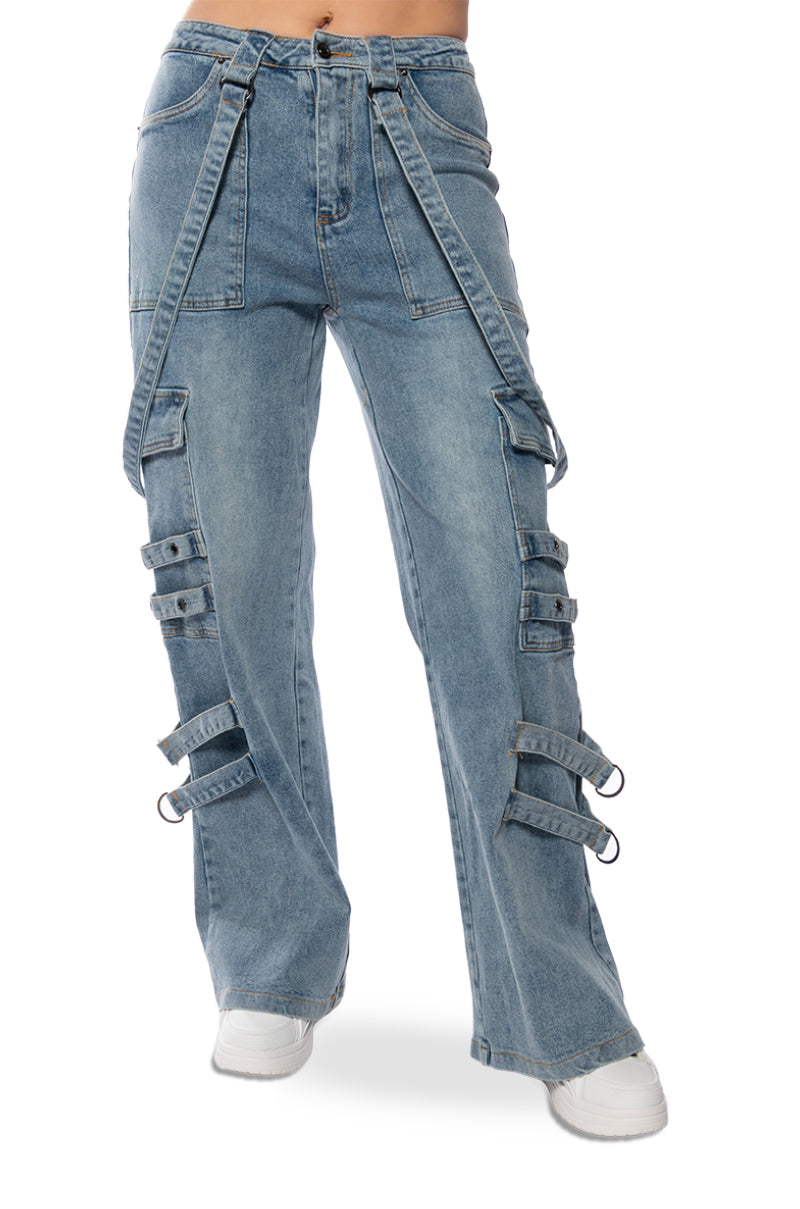 DON'T TAKE HIM BACK HIGH RISE WIDE LEG CARGO PANTS