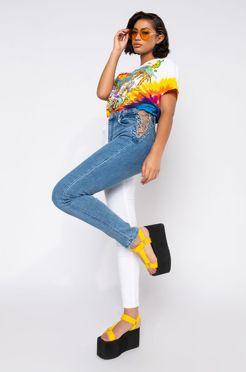 DOUBLE FACE CHAIN SKINNY JEANS
