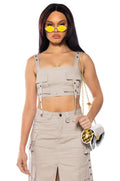 DOWN FOR ANYTHING CARGO CROP TOP