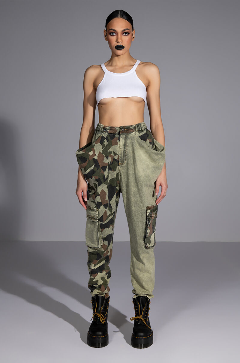 EASY ON ME CAMO COLORBLOCK PANTS
