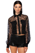EFFORTLESS PUFF SLEEVE TULLE BLOUSE IN BLACK
