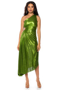 ELEVATE ME PLEATED CUT OUT METALLIC MIDI DRESS