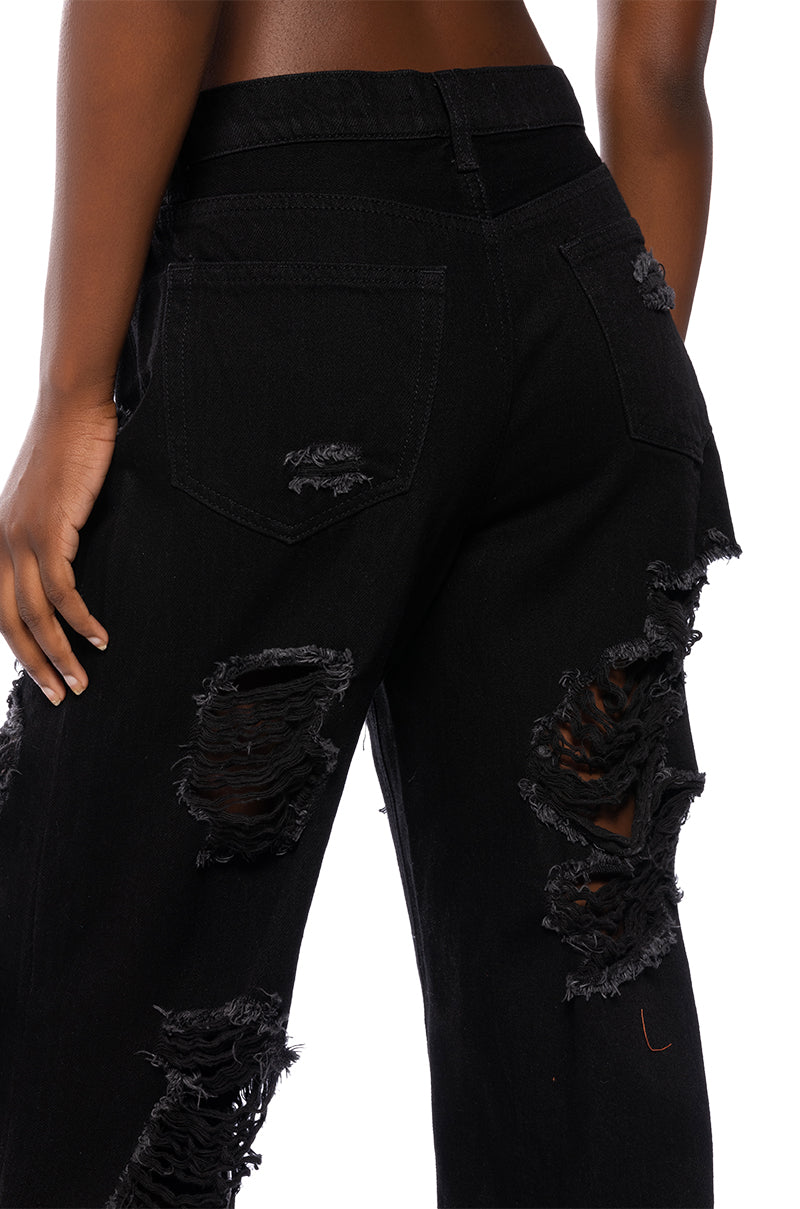 ELLA BELLA HIGH RISE WIDE LEG DISTRESSED JEANS