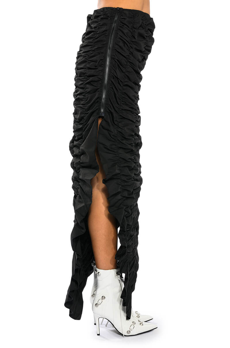 ENCORE SCRUNCHED SLIT MAXI SKIRT