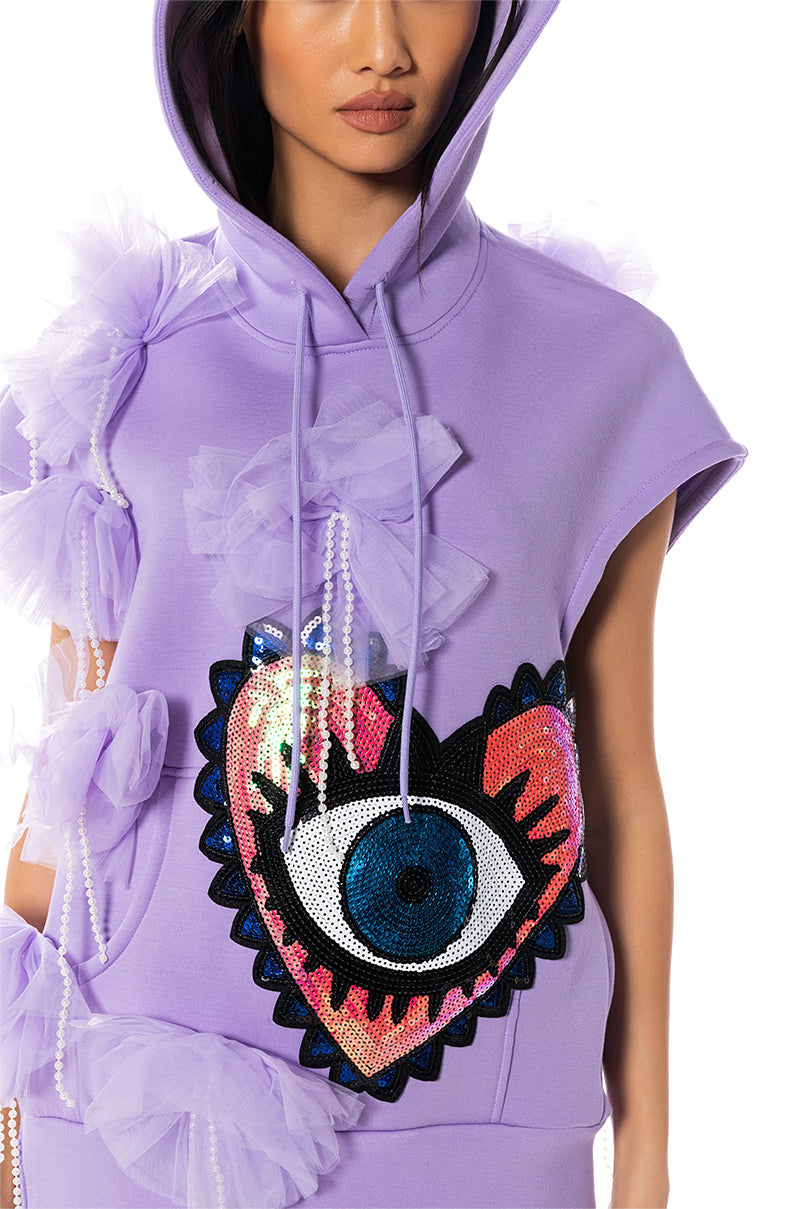 ENERGY EMBELLISHED SLEEVELESS SWEATSHIRT