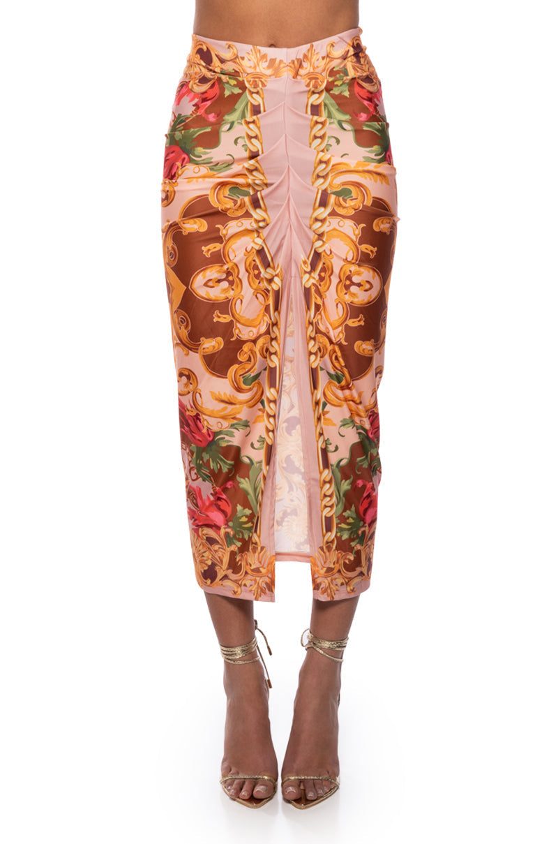 EVOLVE FRONT SLIT MIDI SKIRT