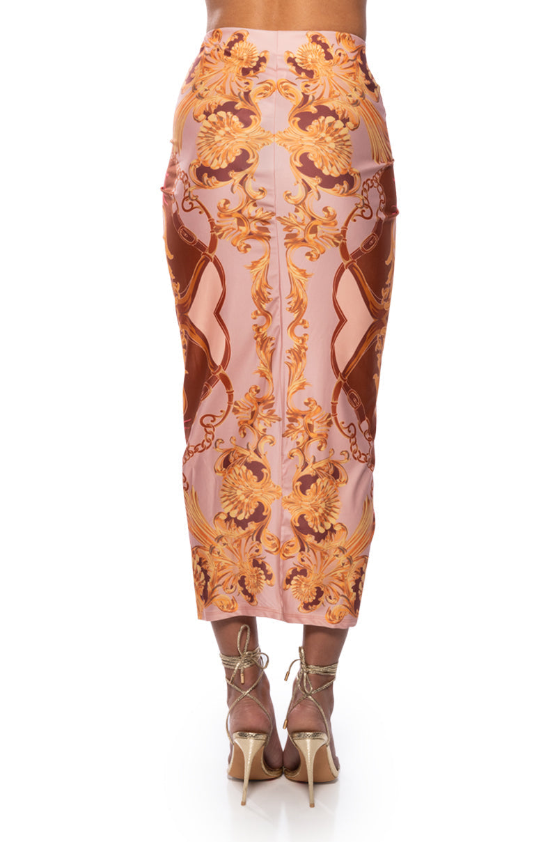 EVOLVE FRONT SLIT MIDI SKIRT