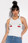 EYES UP HERE RHINESTONE TANK