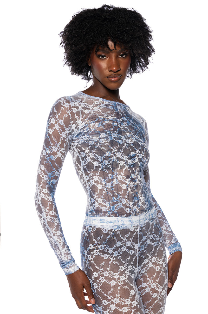 FADED DENIM MESH SET