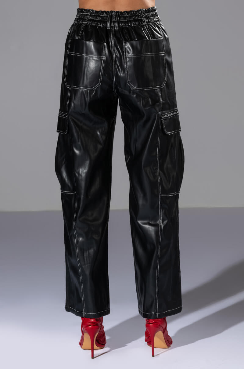 FASHIONABLY LATE FAUX LEATHER RELAXED FIT PANT