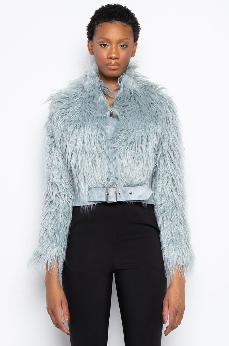 FAUX MOHAIR BOMBER JACKET