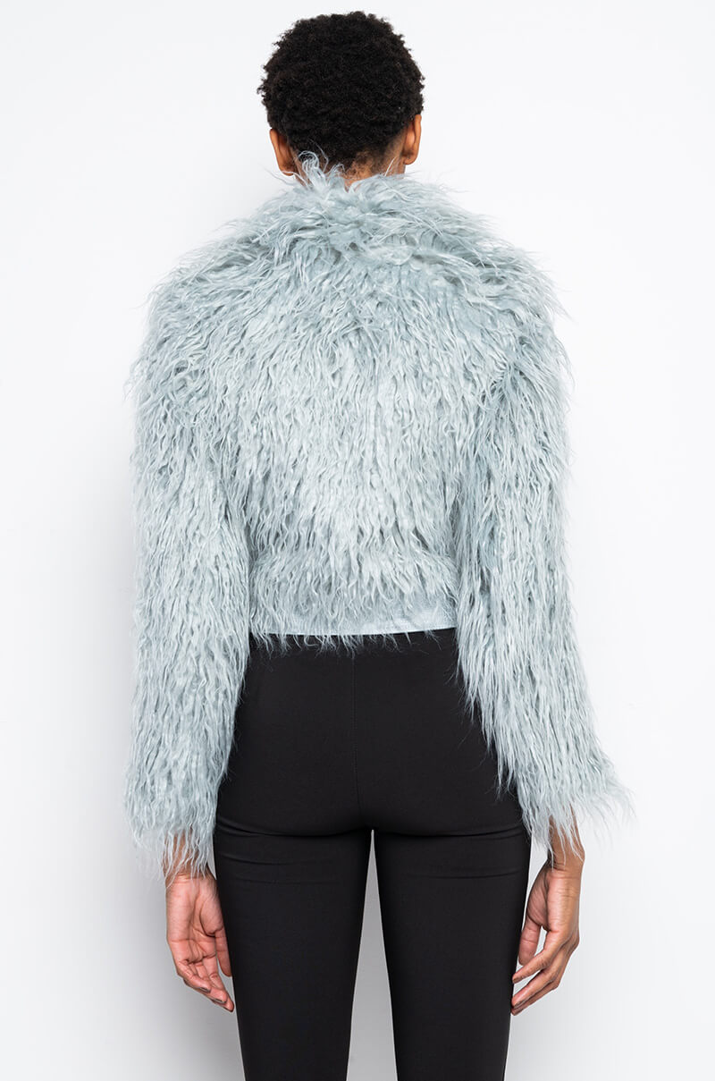 FAUX MOHAIR BOMBER JACKET