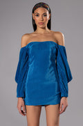FAYE OFF THE SHOULDER PLEATED MINI DRESS