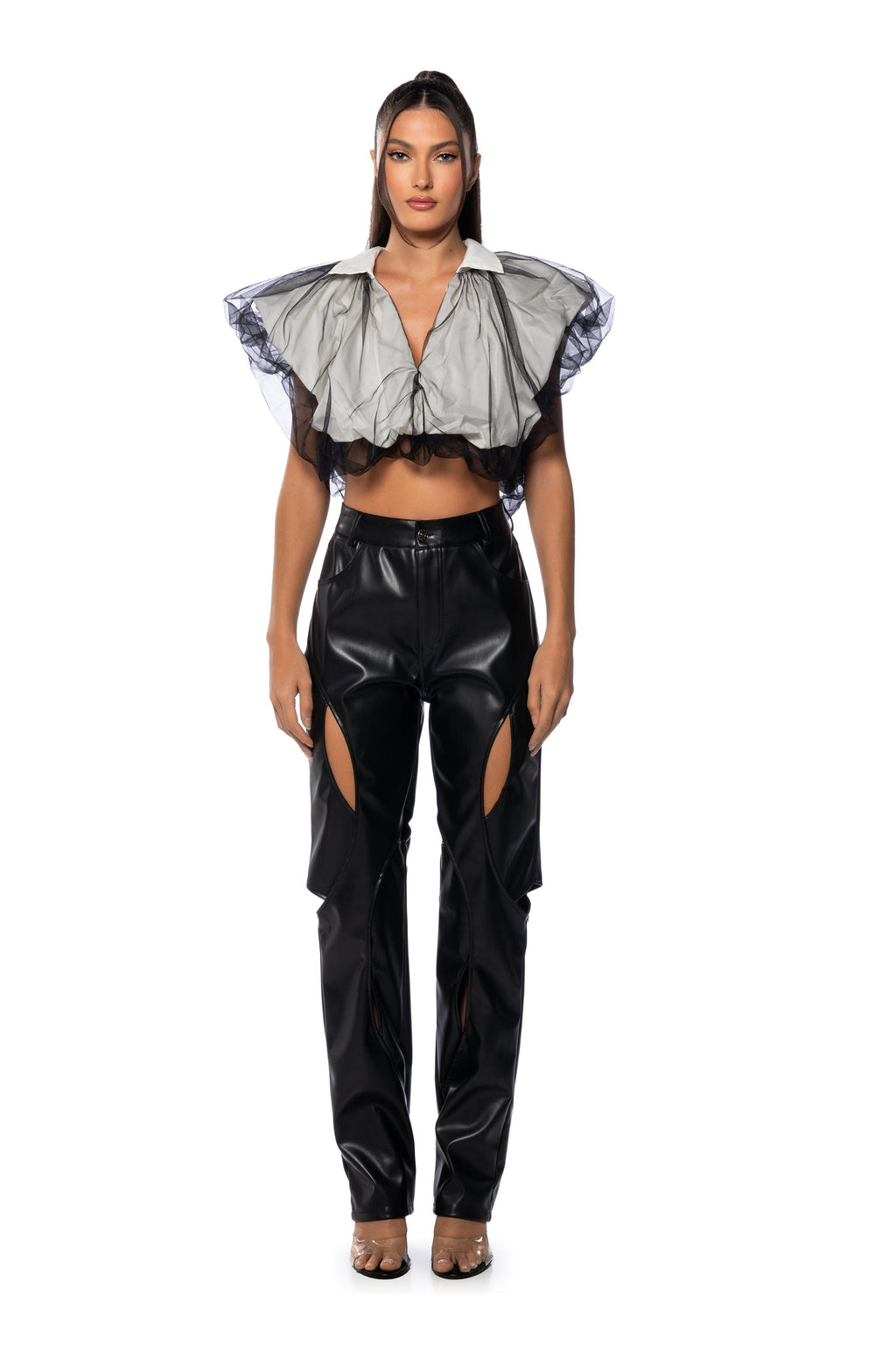 FEELIN CHIC TULLE COLLARED BLOUSE