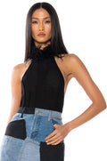 FEELIN SPICY FEATHER HALTER TOP