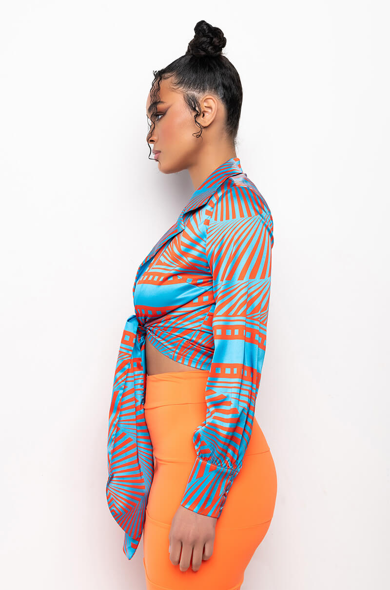 FEELING CHEEKY SATIN WRAP FRONT BLOUSE