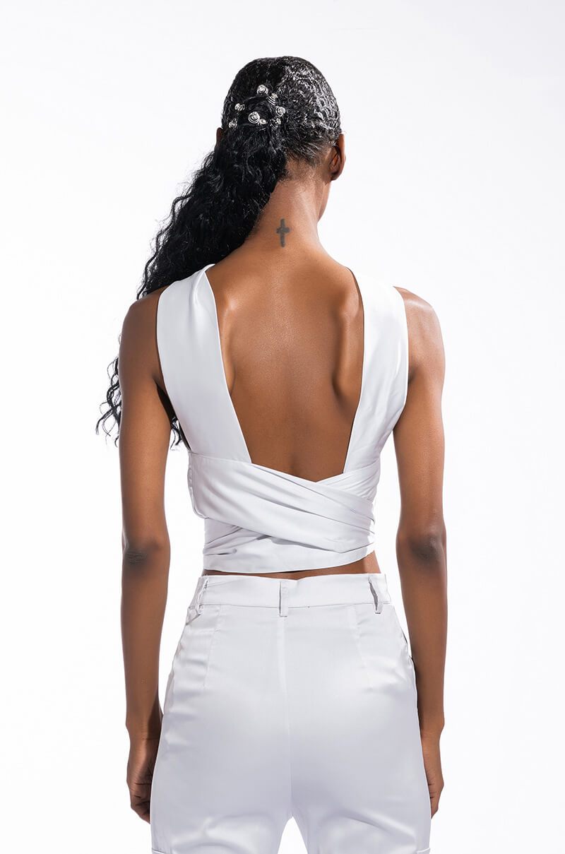 FIASCO SATIN HALTER CROP TOP