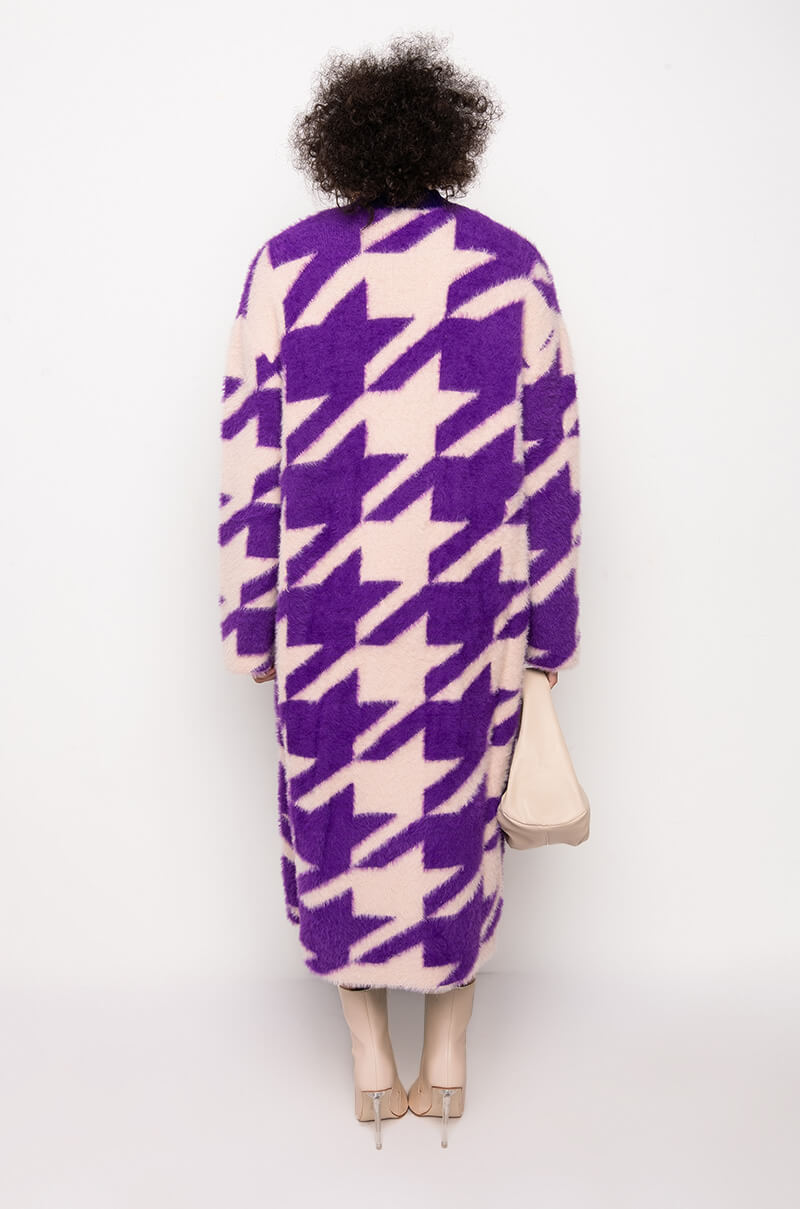 FIRST PLACE OVERSIZED HOUNDSTOOTH CARDIGAN