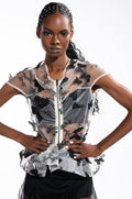 FLUTTERBY SHORT SLEEVE PEPLUM BLOUSE