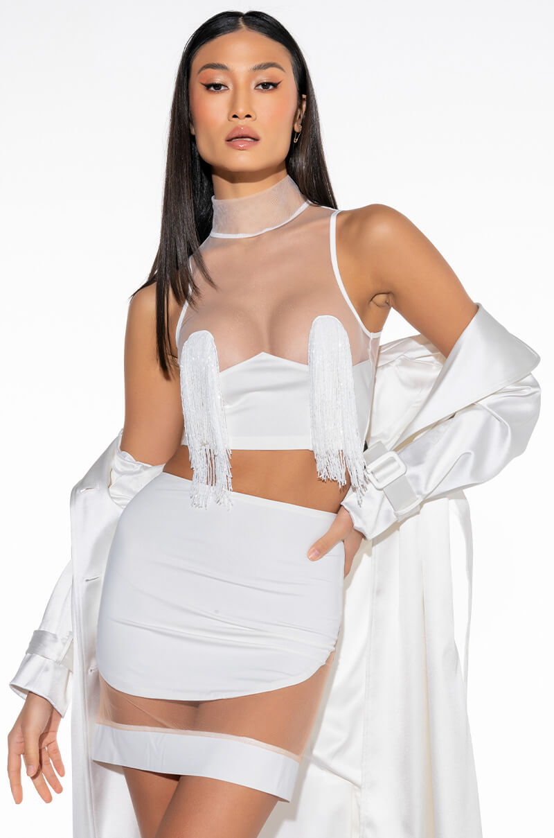 FREE THE TASSEL CROPPED MOCK NECK TANK