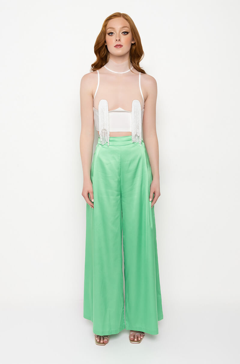 FREE THE TASSEL CROPPED MOCK NECK TANK