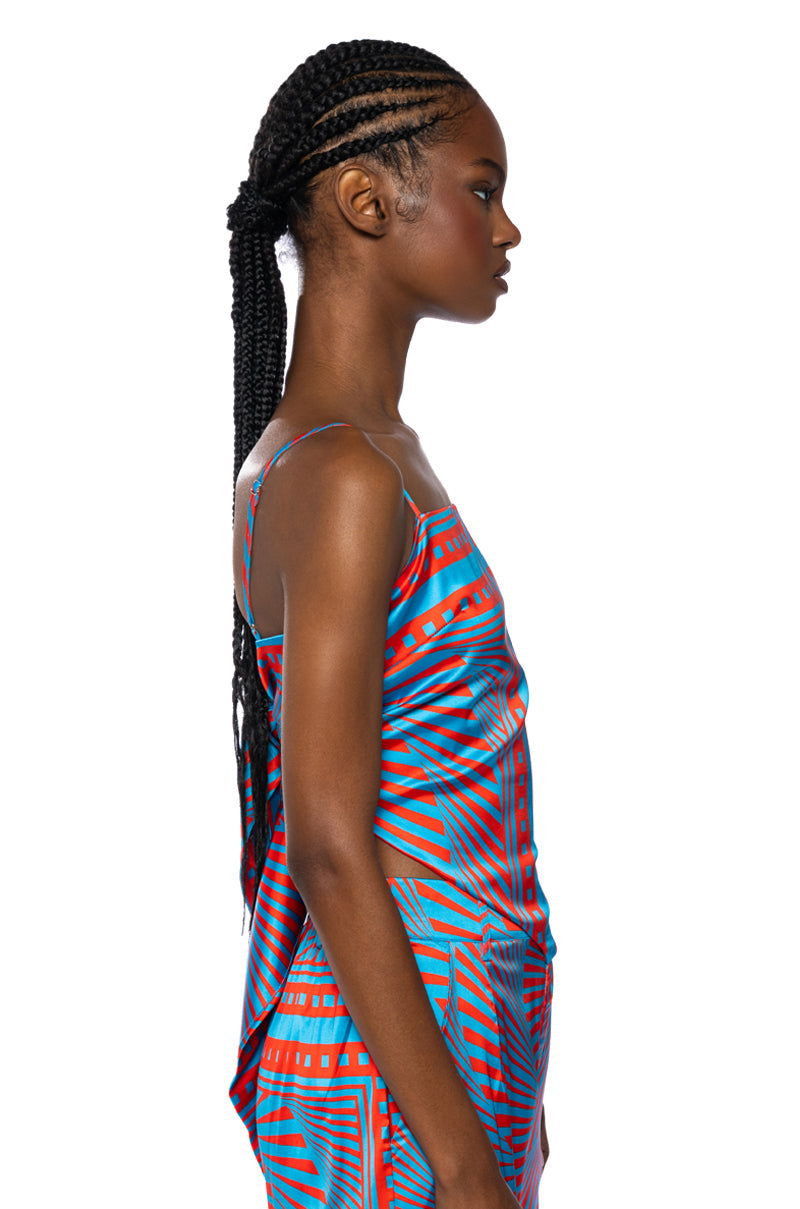 FREYA SATIN PRINTED HANDKERCHIEF TOP