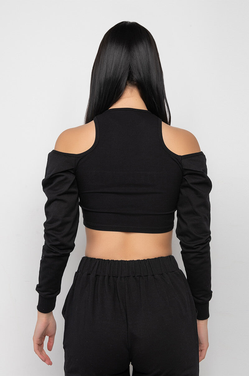 FU VERY MUCH COLD SHOULDER SWEATSHIRT