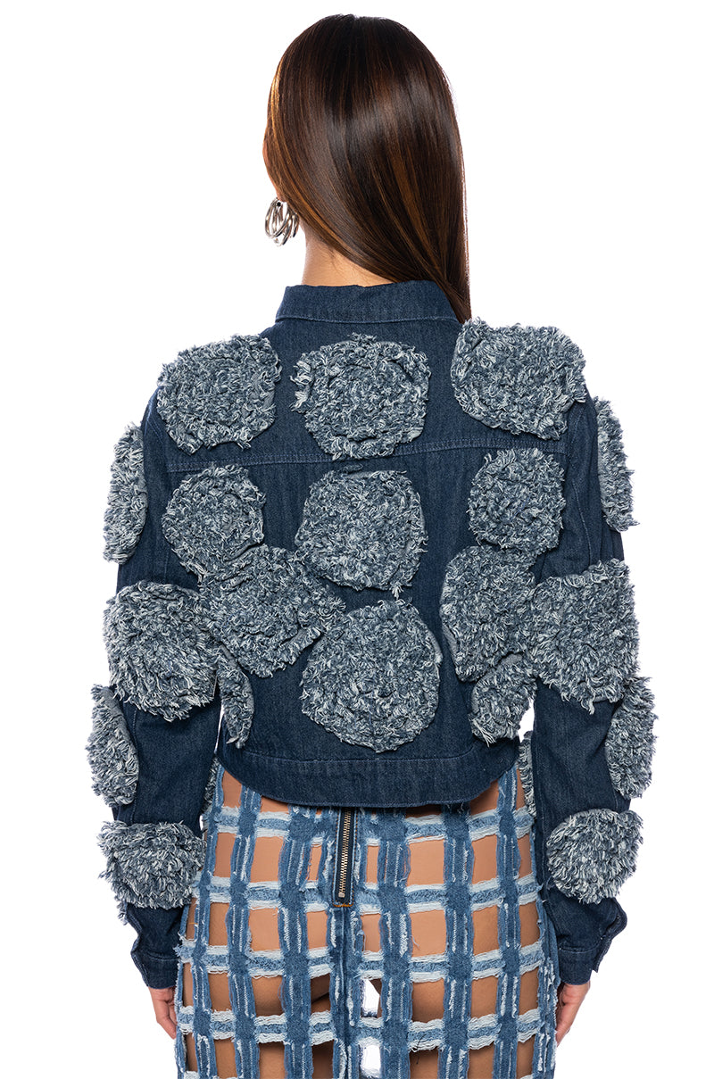 FULL TIME LOVER DENIM JACKET WITH APPLIQUE