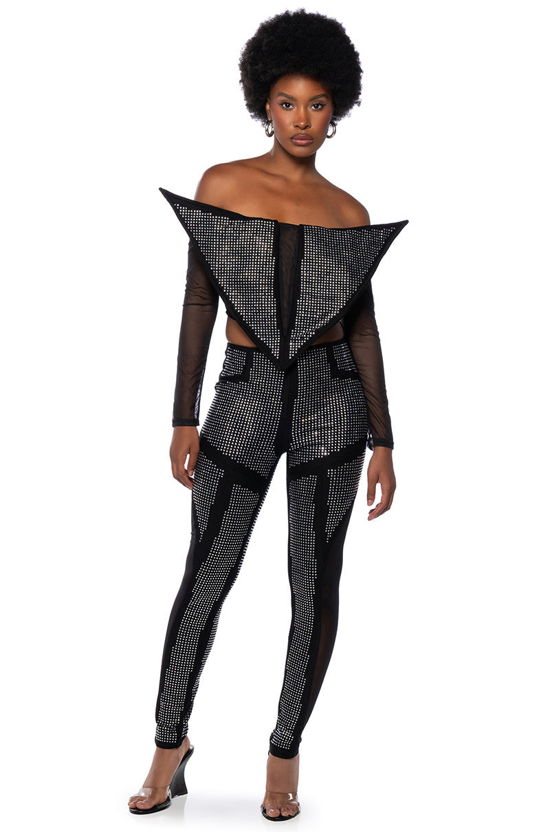 GALACTIC WORLD EMBELLISHED MESH LEGGING
