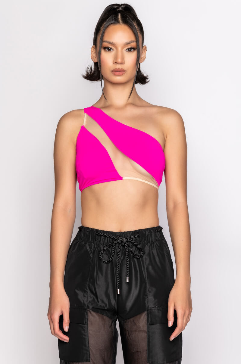 IRIS ONE SHOULDER ILLUSION CROP TANK