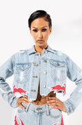 GAME ON HIGH EMBROIDERED DENIM JACKET