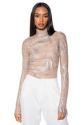 GEO METALLIC MOCK NECK TOP
