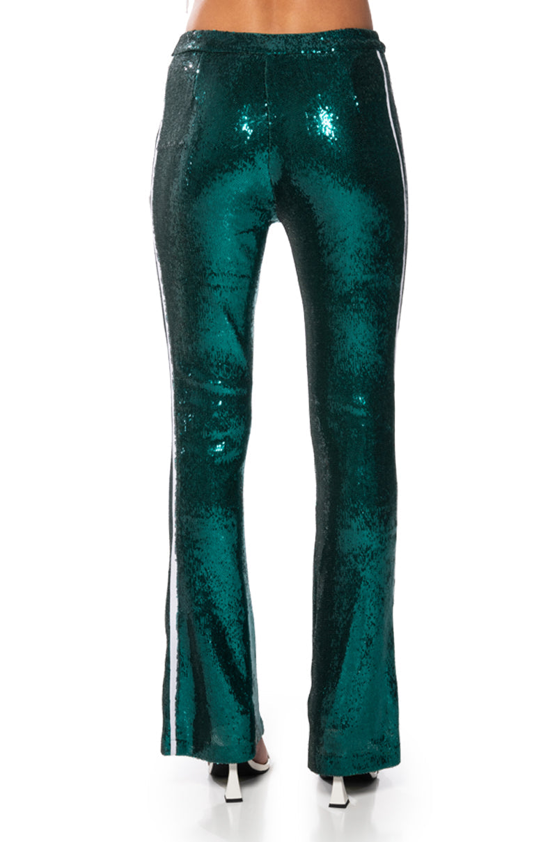 GET DOWN ON IT SEQUIN FLARE TROUSER