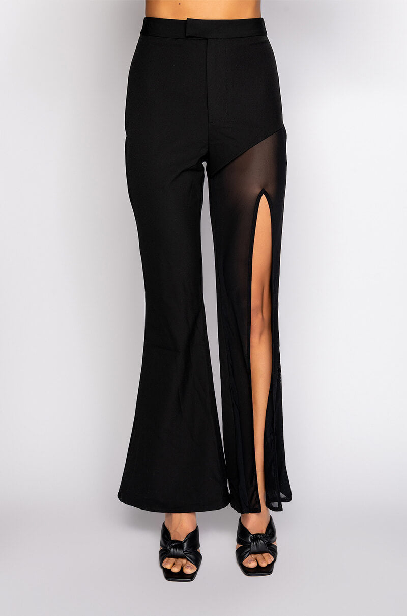 GET YOU GOING HIGH SLIT WIDE LEG TROUSERS