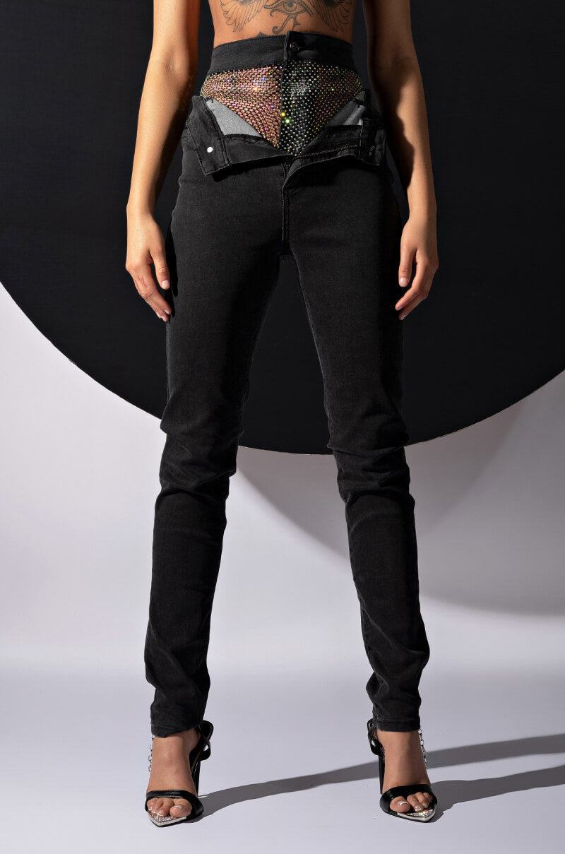 GIMME MORE RHINESTONE SKINNY JEANS