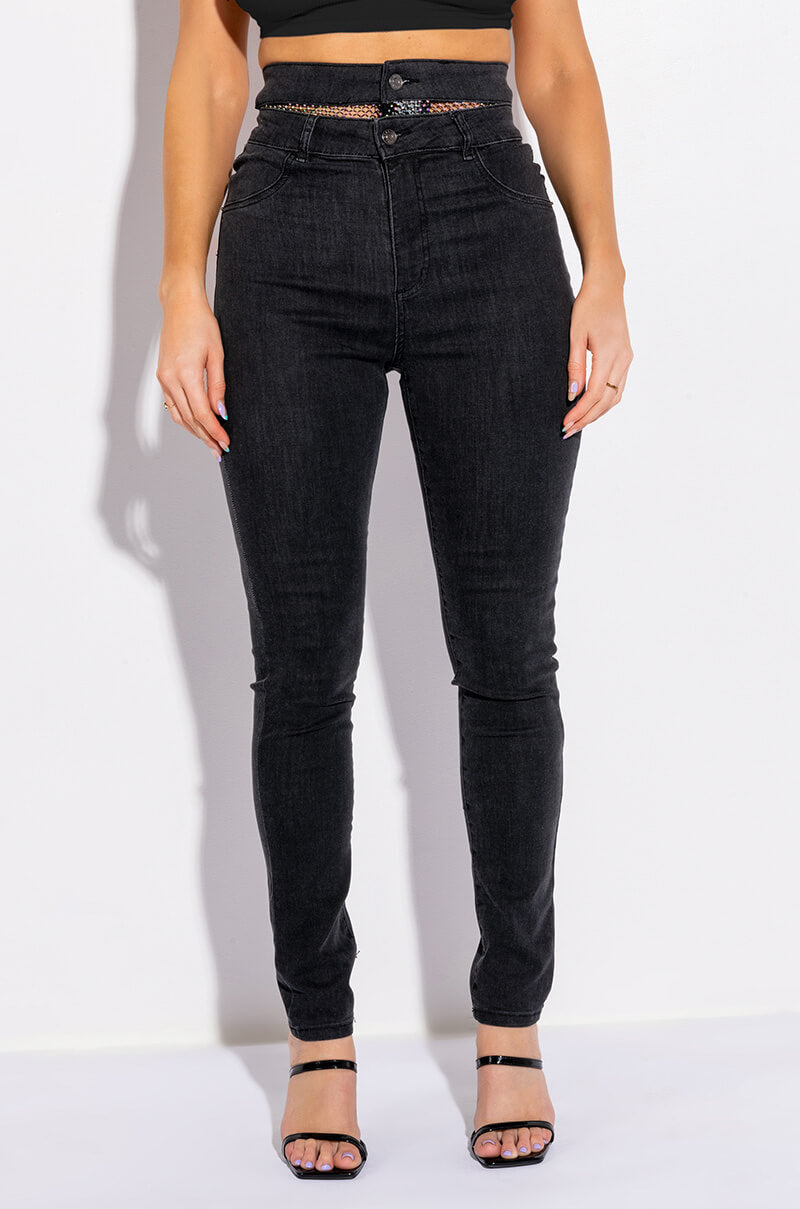 GIMME MORE RHINESTONE SKINNY JEANS