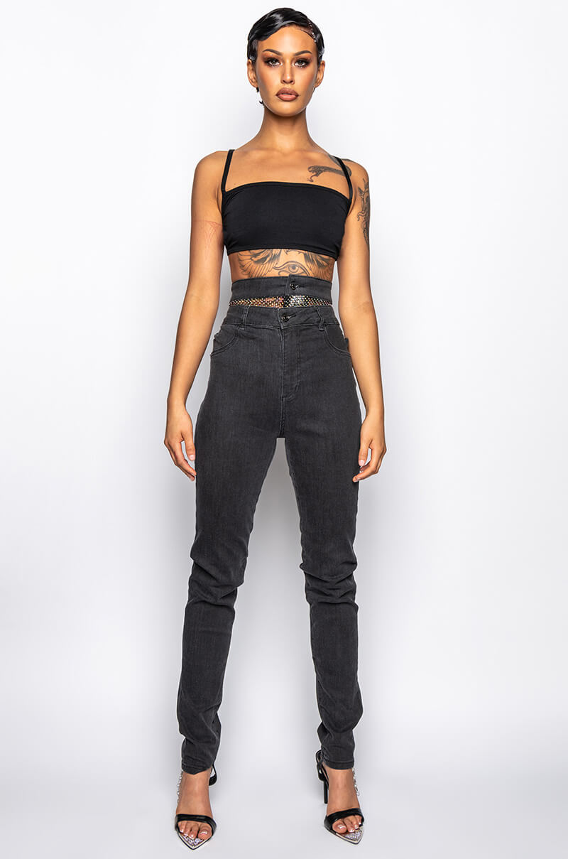 GIMME MORE RHINESTONE SKINNY JEANS