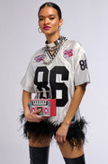GO SPORTS FEATHER TRIM JERSEY TSHIRT DRESS