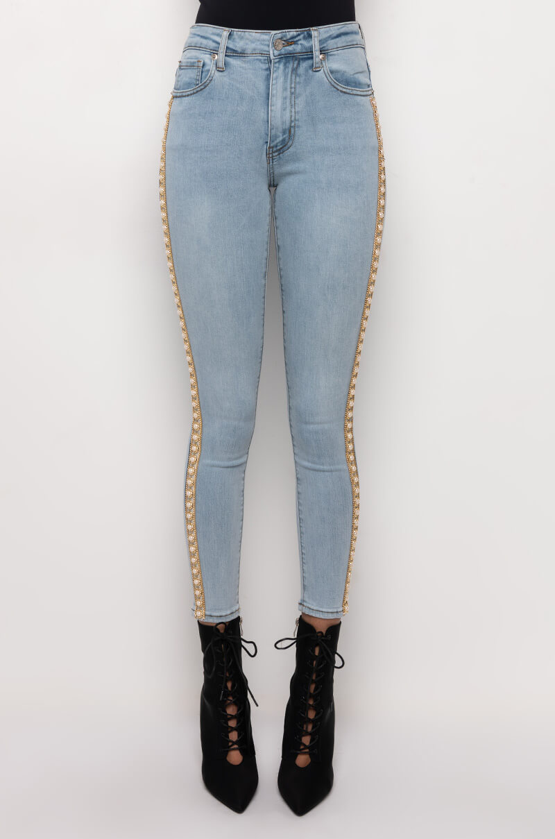 GOLDEN HOUR SKINNY JEANS WITH PEARLS