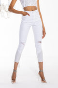 TOO GOOD HIGH WAISTED RHINESTONE FRINGE SKINNY JEANS