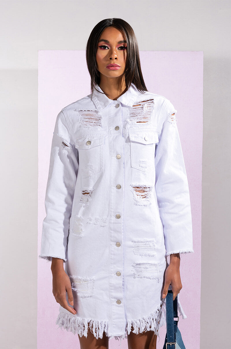 GOOD TO BE BAD DISTRESSED DENIM JACKET