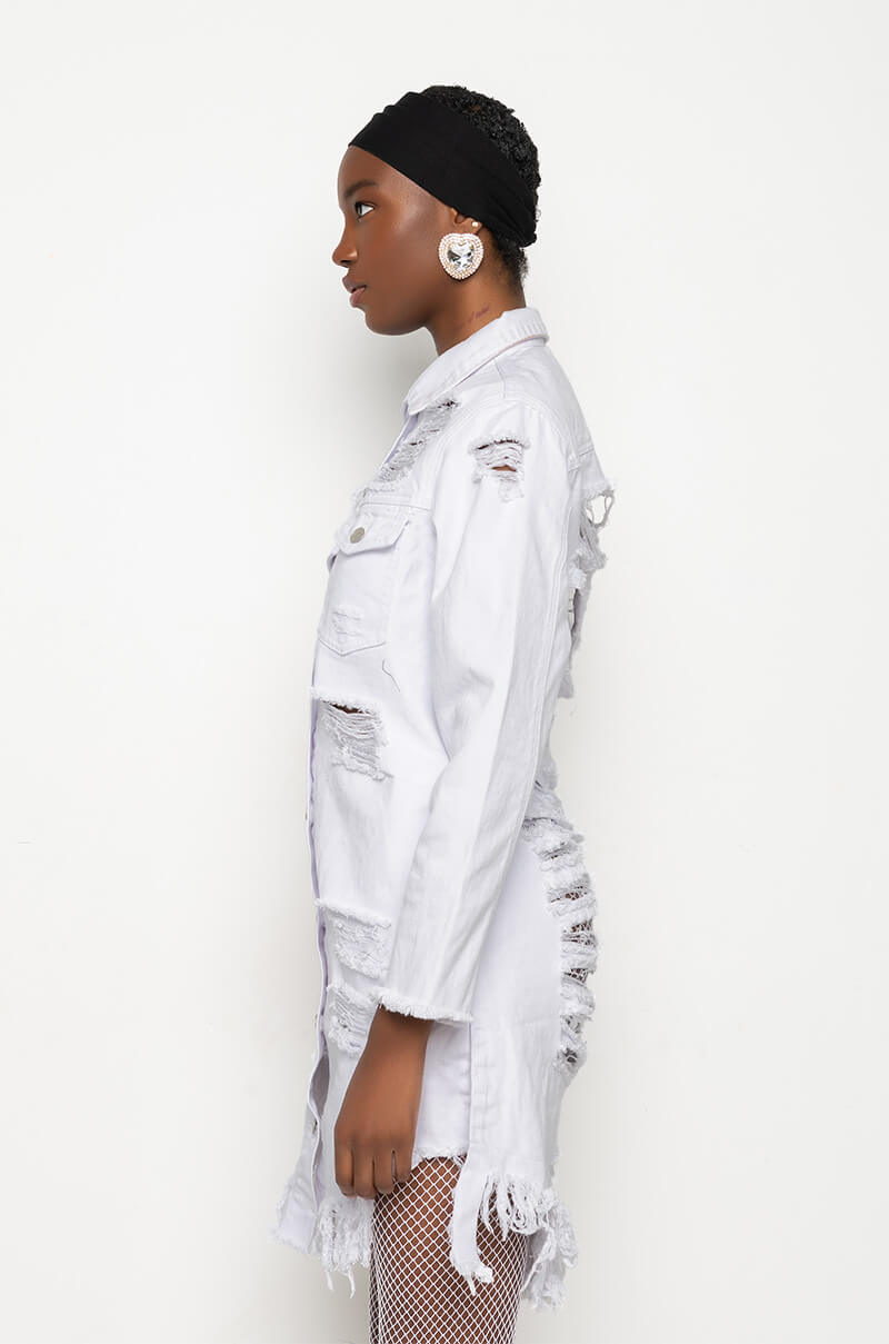 GOOD TO BE BAD DISTRESSED DENIM JACKET