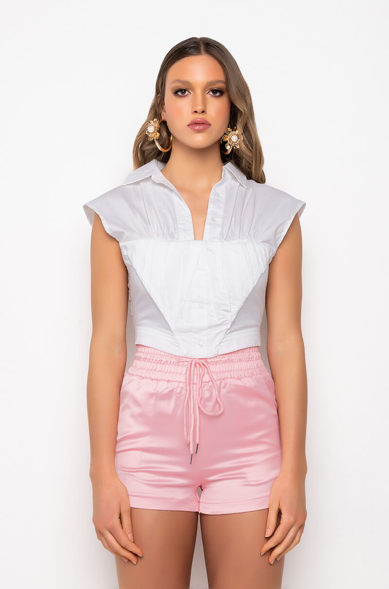 KALI SHORT SLEEVE BUTTON DOWN BLOUSE