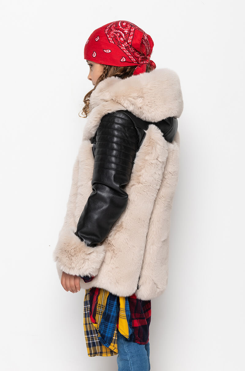 GOT IT FROM MY MAMA FAUX FUR PANEL COAT